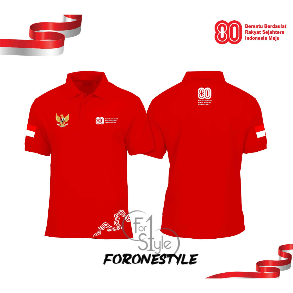 TYPE 1 - SHORT POLO AUGUST 80th Nusantara New Indonesia Maju - LONG T-SHIRT AUGUST COMMITEE - POLO H