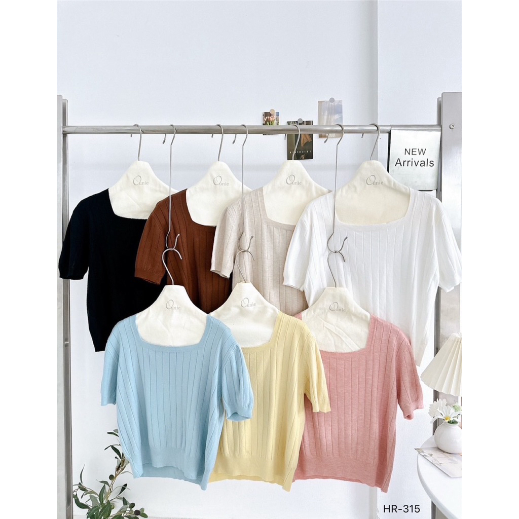 B224 Ounie Square Neck เสื้อผ้าผู้หญิง นําเข้าจากเกาหลี