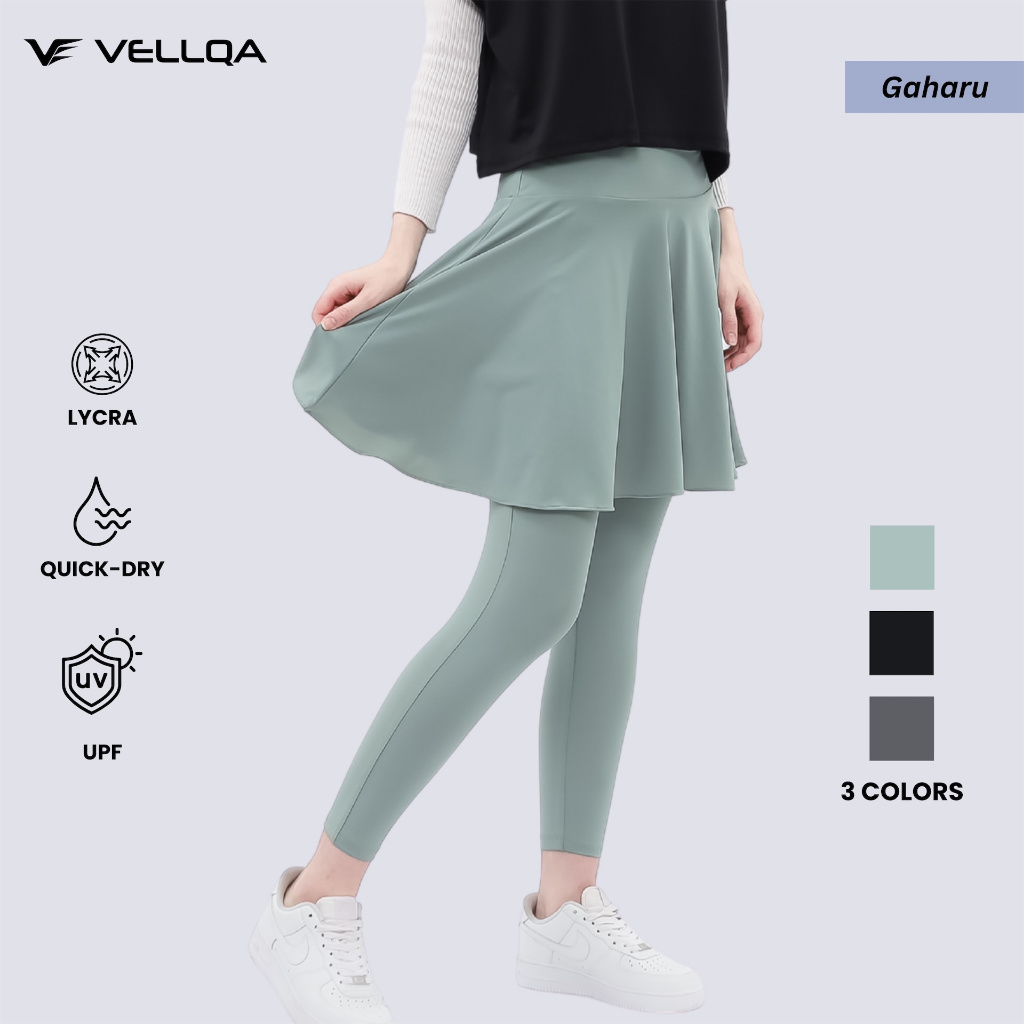 VELLQA Gaharu Legging Skirt - Legging Skirt กีฬาโยคะเทนนิสพิลาทิส Padel Gym Running Premium Lycra วั