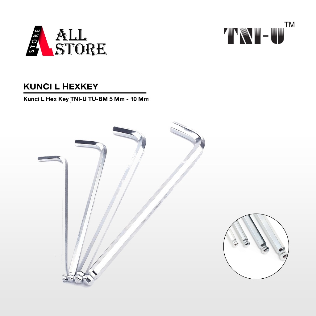L-KEY HEX KEY TNI-U TU-BM 5MM – 10MM ORIGINAL – COMPLETE SET OF STRONG, RUST-PROOF STEEL INBUS KEY