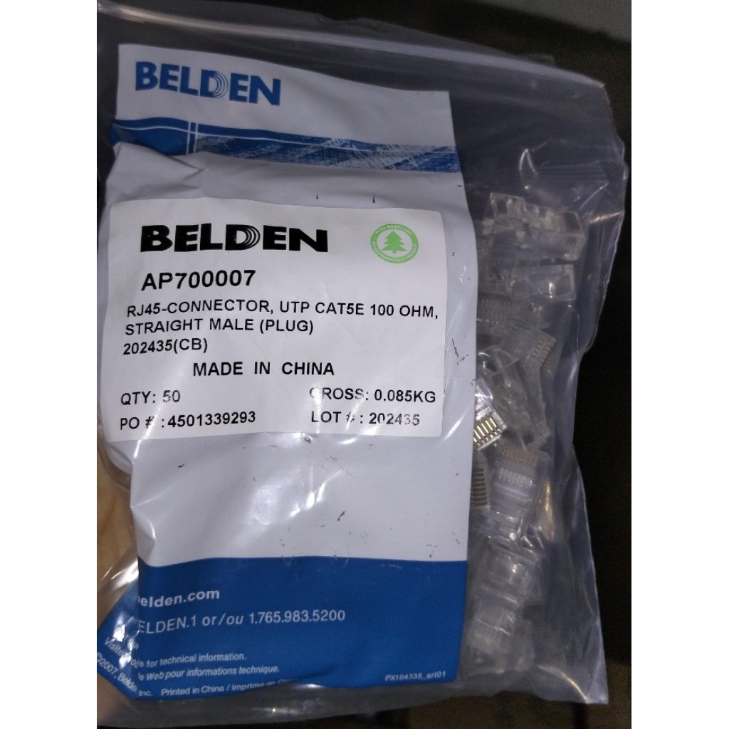 Belden Original Cat5 Cat 5 UTP Connector ต่อแพ็ค (50 ชิ้น)
