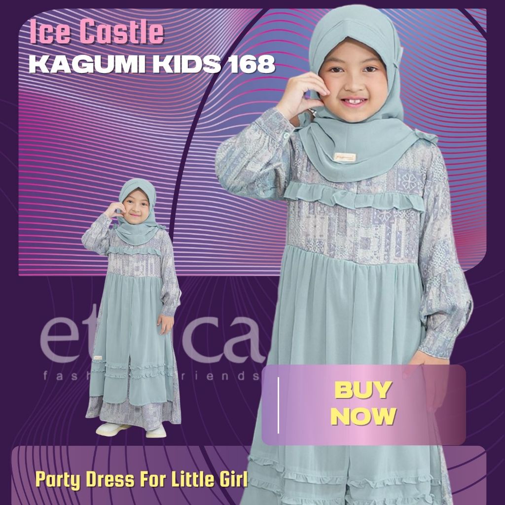 ETHICA KAGUMI KIDS 168 ICE CASTLE CHILDRENS HIJAB GAMIS / CHILDRENS PARTY GAMIS