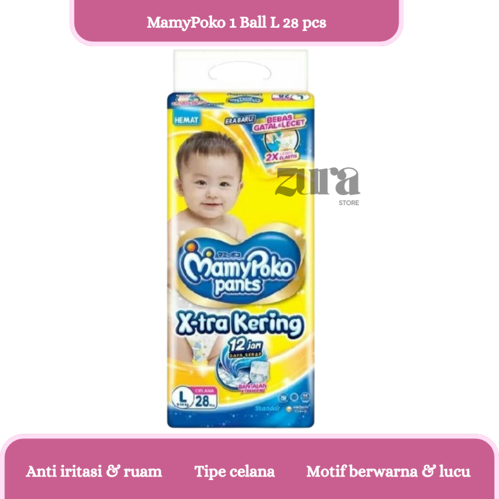 Pampers Mamypoko Pants L28 Ball Diapers Mamy Poko L Continents 28 ชิ้น