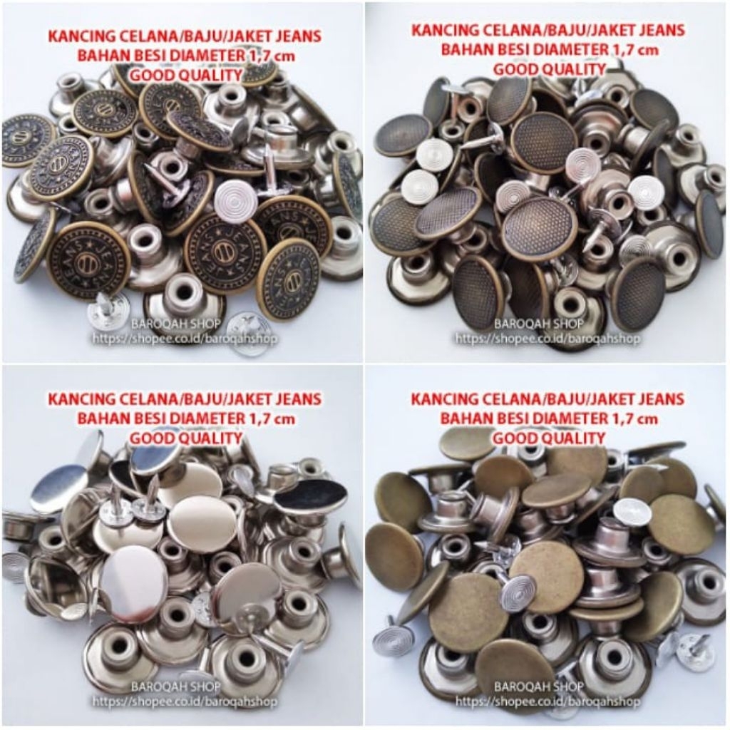 กระดุม J3ans ใส่กางเกงและแจ็คเก็ตยีนส์ได้ เส้นผ่านศูนย์กลาง 17mm / 1.7cm ราคาขายปลีกต่อโหล