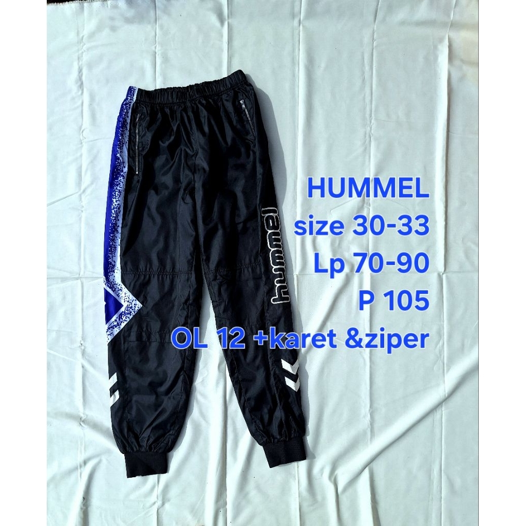 HUMMEL กางเกงเทรนนิ่ง Jogger สีดําร่มชูชีพกีฬาวิ่ง
