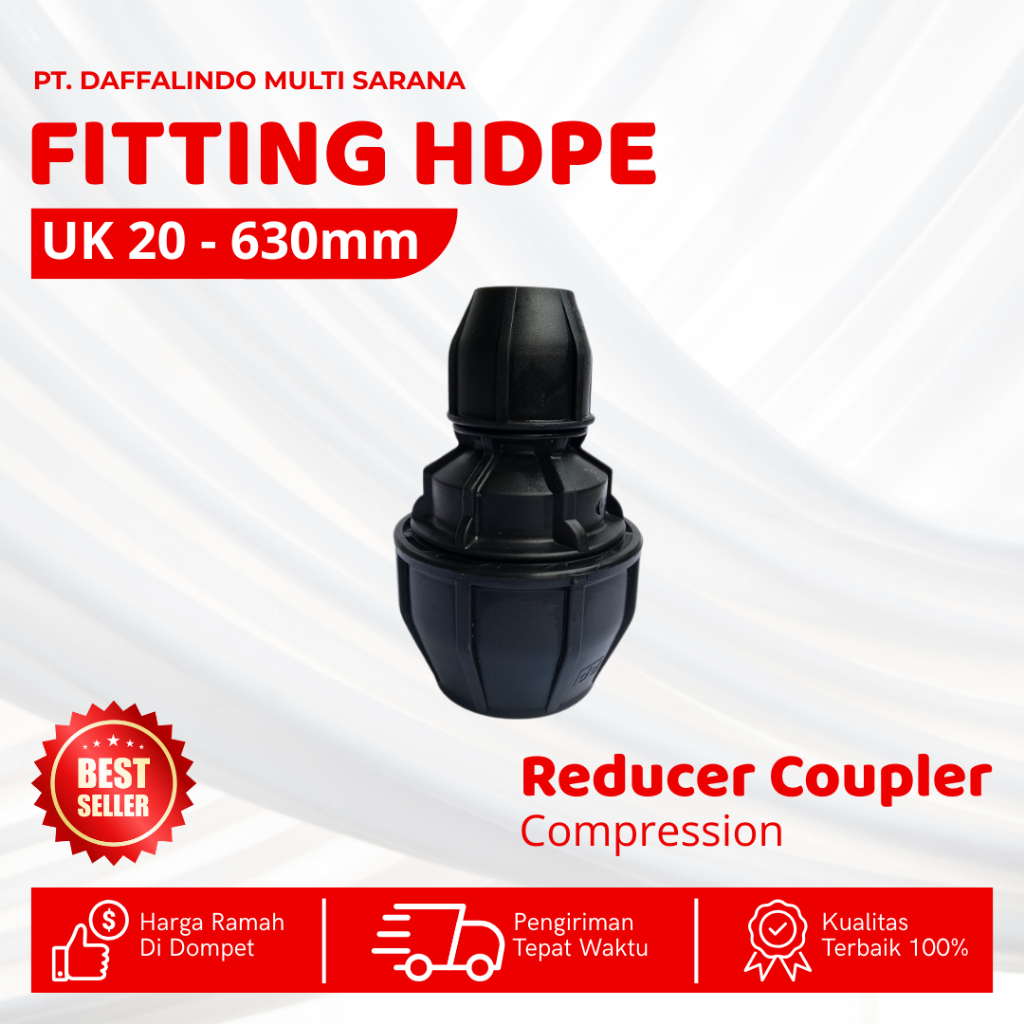 ลดการบีบอัด ข้อต่อ HDPE - ข้อต่อท่อ HDPE ขนาด 25x20mm