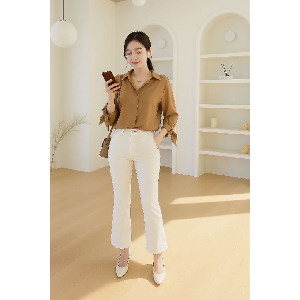 KEMEJA Ro kem Kiyomi เสื้อ Kiyomi เสื้อสตรีแขนยาว HEM LONGSLEVE เสื้อสตรีเสื้อสํานักงาน