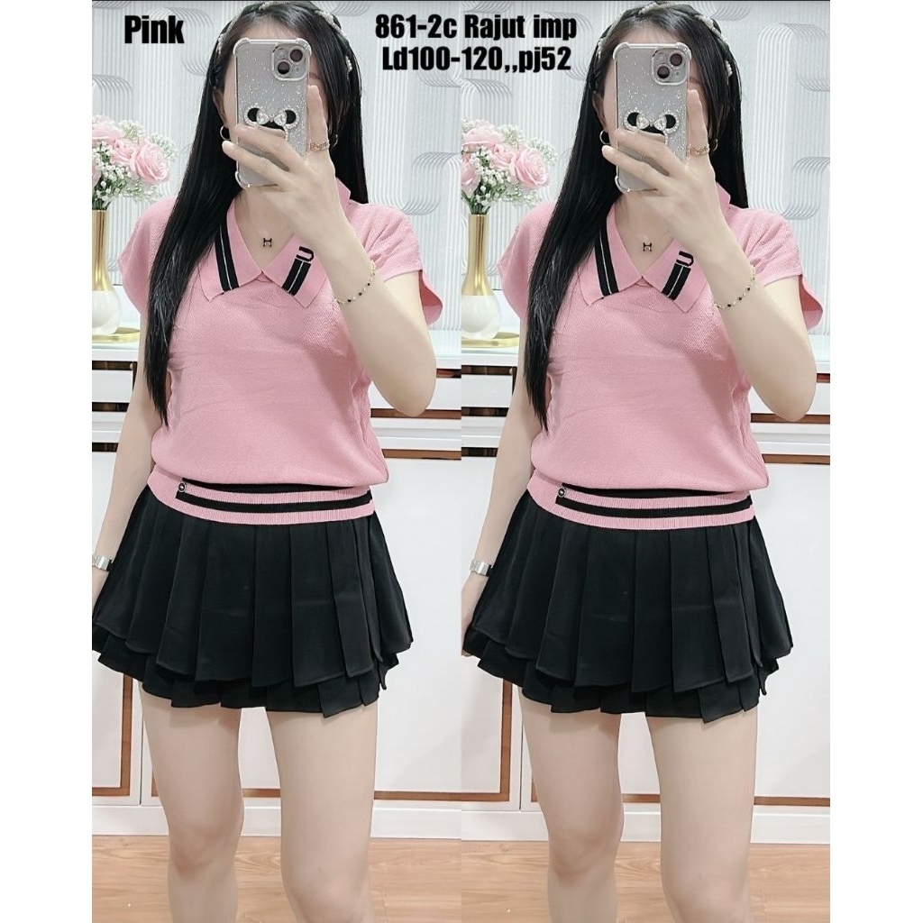 VN 861-2c 95 เสื้อถักนิตติ้งนําเข้าสีชมพู