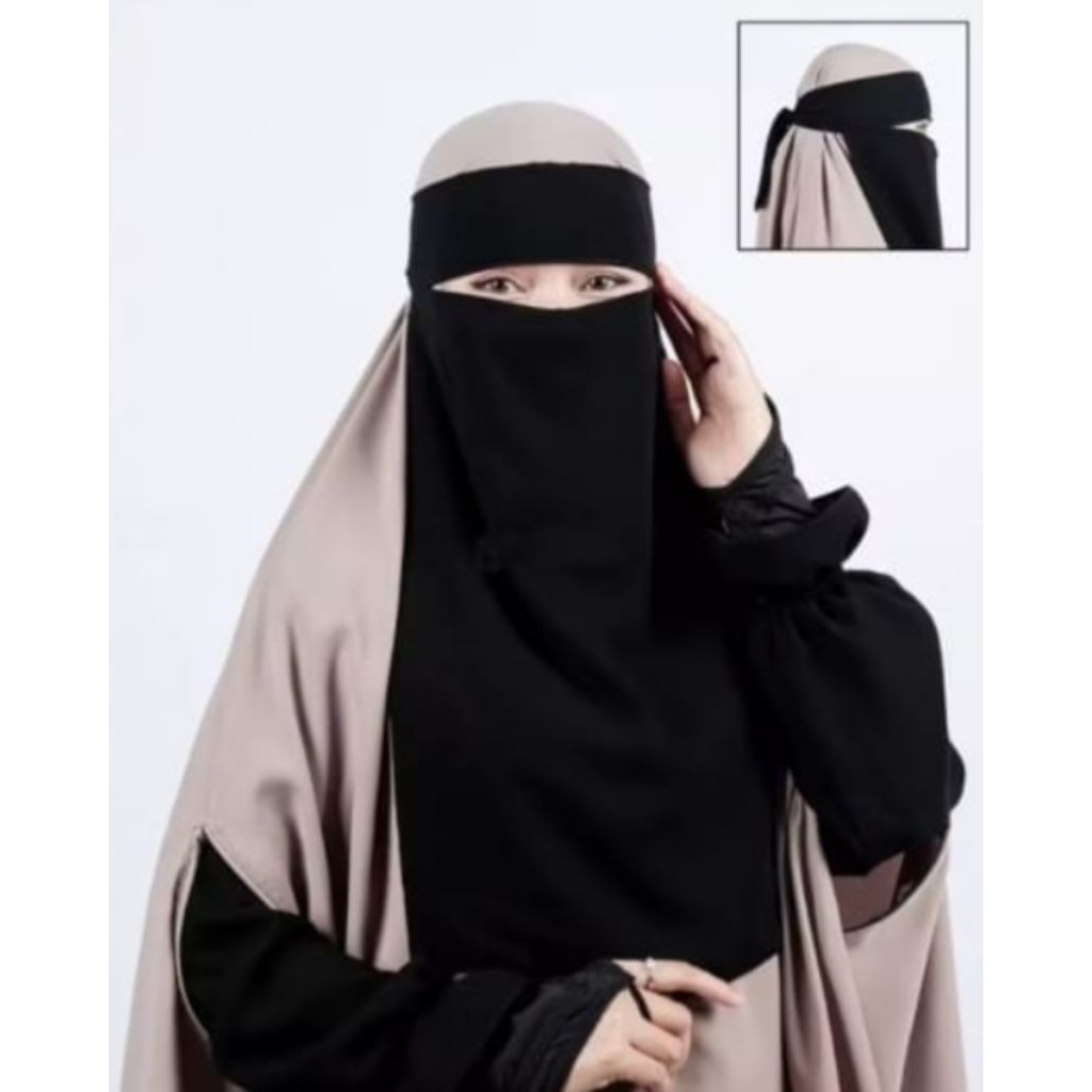 Silk Jetblack Chiffon Bandana Niqab/premium Ceruti Veil/Special Black Veil