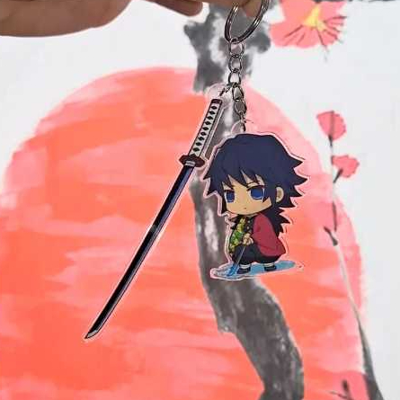 GANTUNGAN Giyuu Tomioka พวงกุญแจอะคริลิค Kimetsu ไม่มี Yaiba พวงกุญแจฆ่าปีศาจ