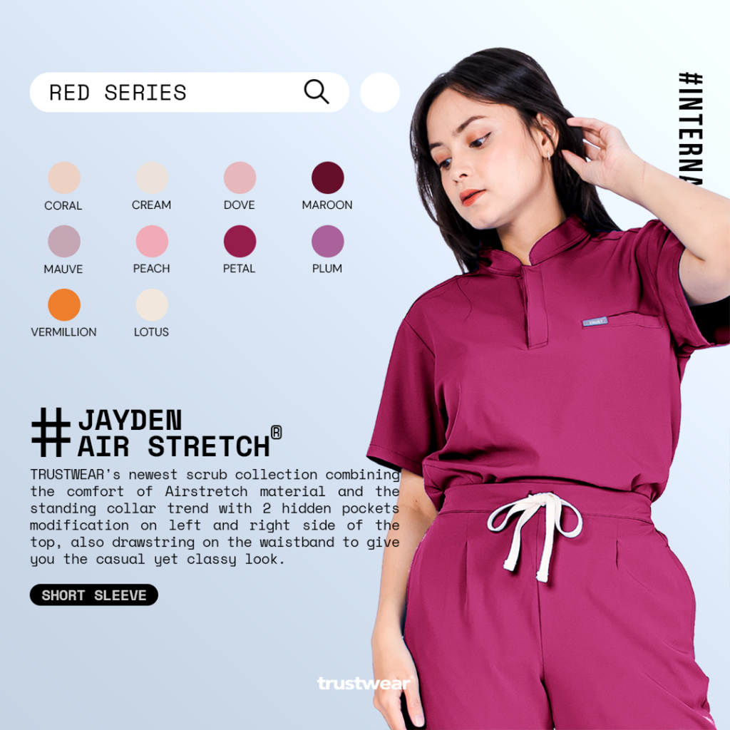 [สครับ Jayden] สครับ/ชุดหมอ OKA OK Nurse/Doctor Short Sleeve Red Series [ส่งออก]