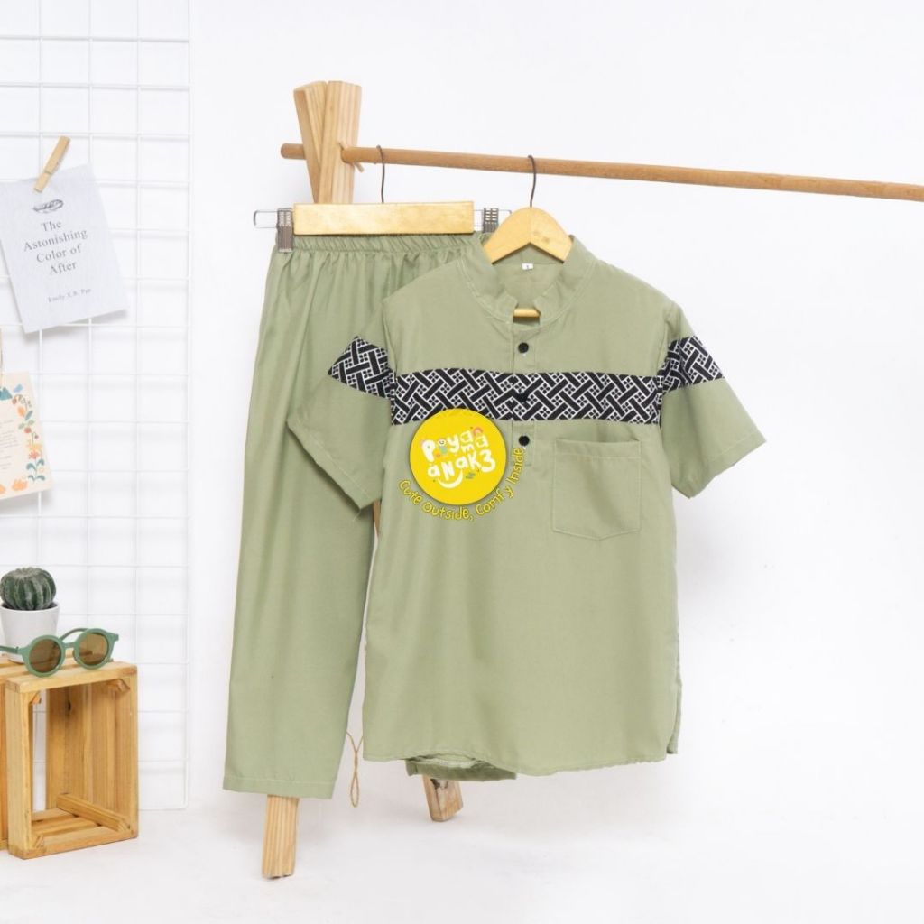 TURKISH KOKO KURTA SET WITH STRIPED BATIK CHEST สําหรับพี่น้องอายุ 1-10 ปี MLXL 81012