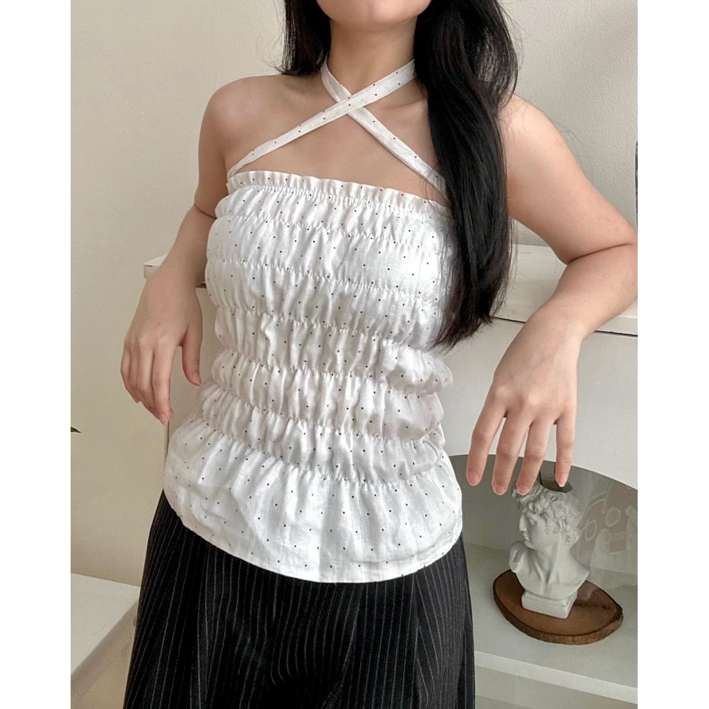 Aleva - Alaia Top | Polka Dot Top Ruched