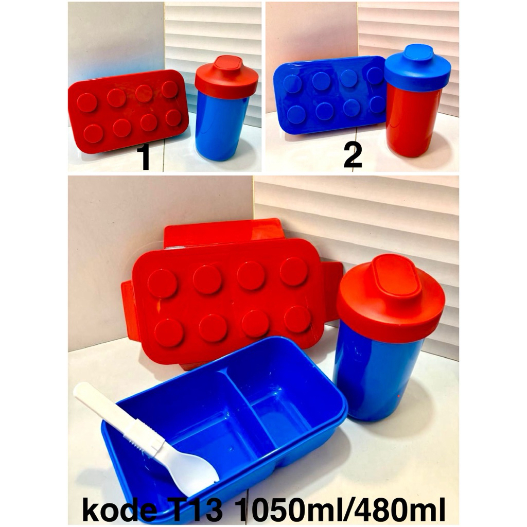 LEGO 2 ส่วน LUNCH BOX และชุดขวดดื่ม T13 ฟรีช้อนและส้อม//LUNCH BOX Set