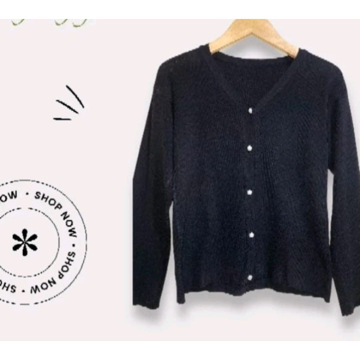 PLAIN KNIT CARDIGAN - ปุ่มทอง 5 ปุ่ม, CARDIGAN ถักผู้หญิง