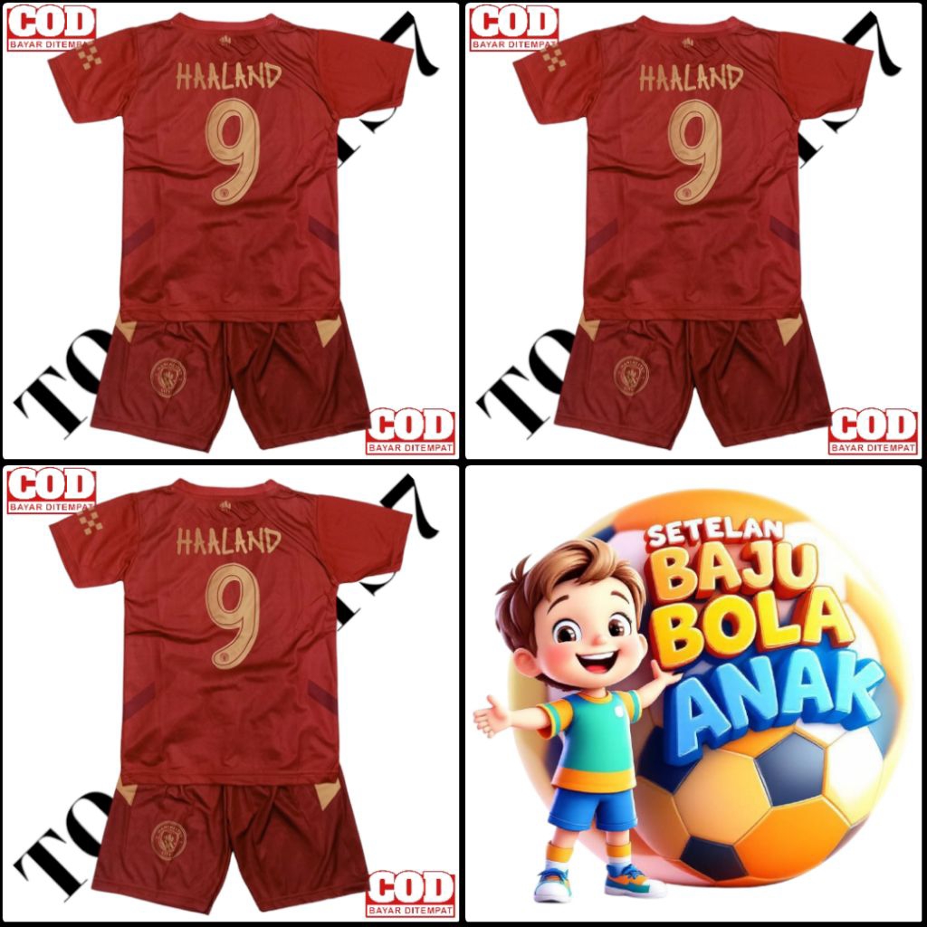 BOYS FOOTBALL JERSEY SET FOOTBALL CLUB JERSEY M.CITY HAALAND ใหม่ล่าสุดพิมพ์เต็มเด็ก FUTSAL CITY HAA