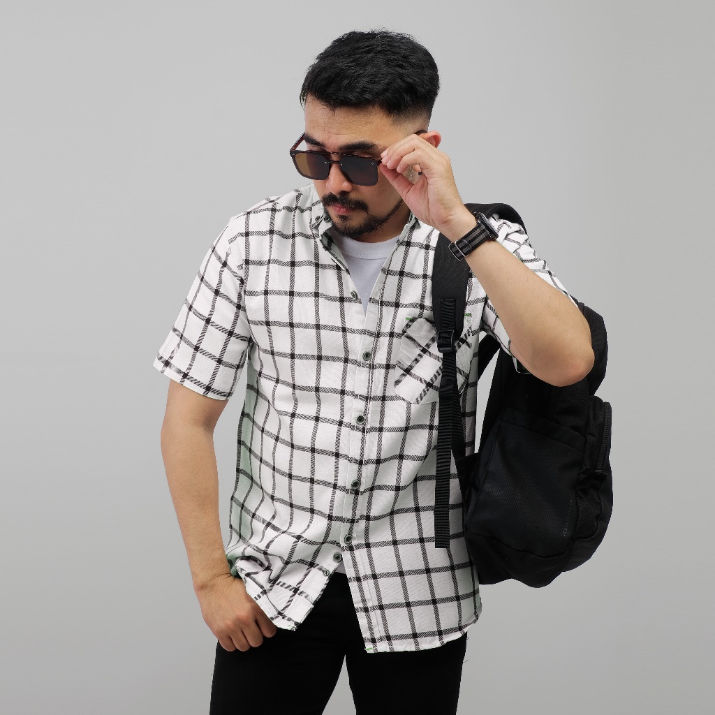 KEMEJA DGM Mens Premium Flannel Shirt Mens Flannel Shirt Mens Short Sleeve Flannel Shirt 2042