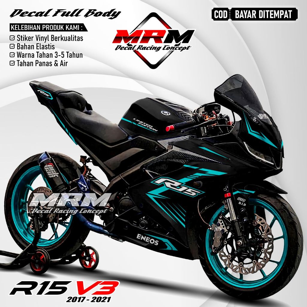 ล่าสุด - Decal Sticker R15 V3 Fullbody Sticker Motorcycle R15 V3 Full Body Variations สามารถปรับแต่ง