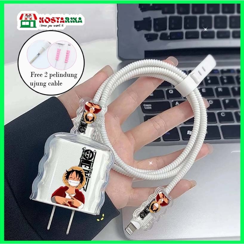 น่ารัก OP Lufy Zoro Wave Data Cable Charger เคสป้องกันสําหรับ iPhone 18/20W