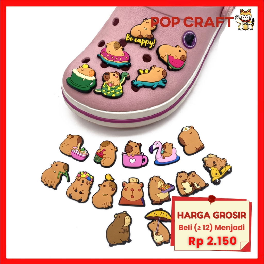 PC Jibbitz Charms รองเท้า Pin อุปกรณ์เสริมรองเท้าแตะตกแต่งน่ารักการ์ตูนตัวอักษร Capybara ของเล่น DD-