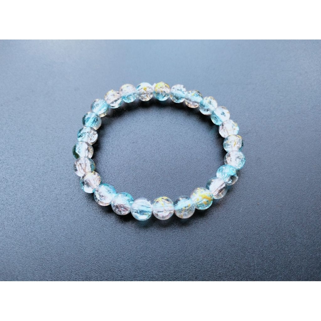 G358 PREMIUM 8MM JADE GLASS CRYSTAL BEAD BRACELET