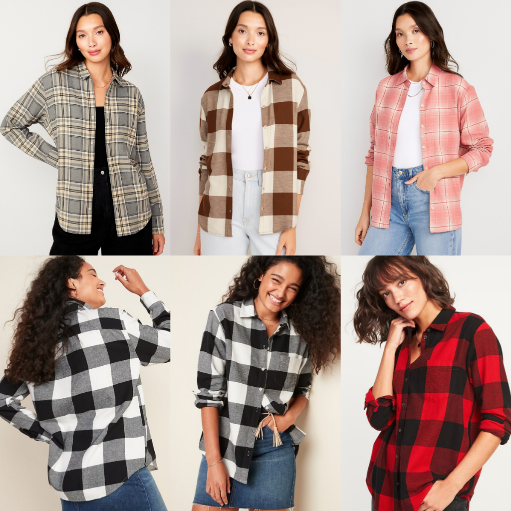 KEMEJA ODN Flannel Boyfriend Button-Down Shirt สําหรับผู้หญิง
