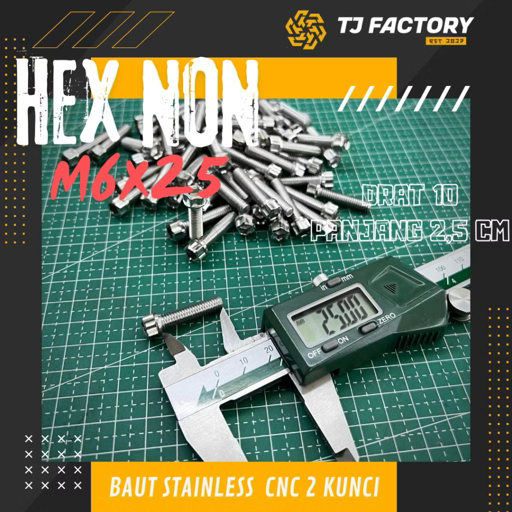 CNC สลักเกลียวสแตนเลส M6x25 Dart 10 ยาว 2.5 ซม. สแตนเลส 304 โดย: Tj Factory