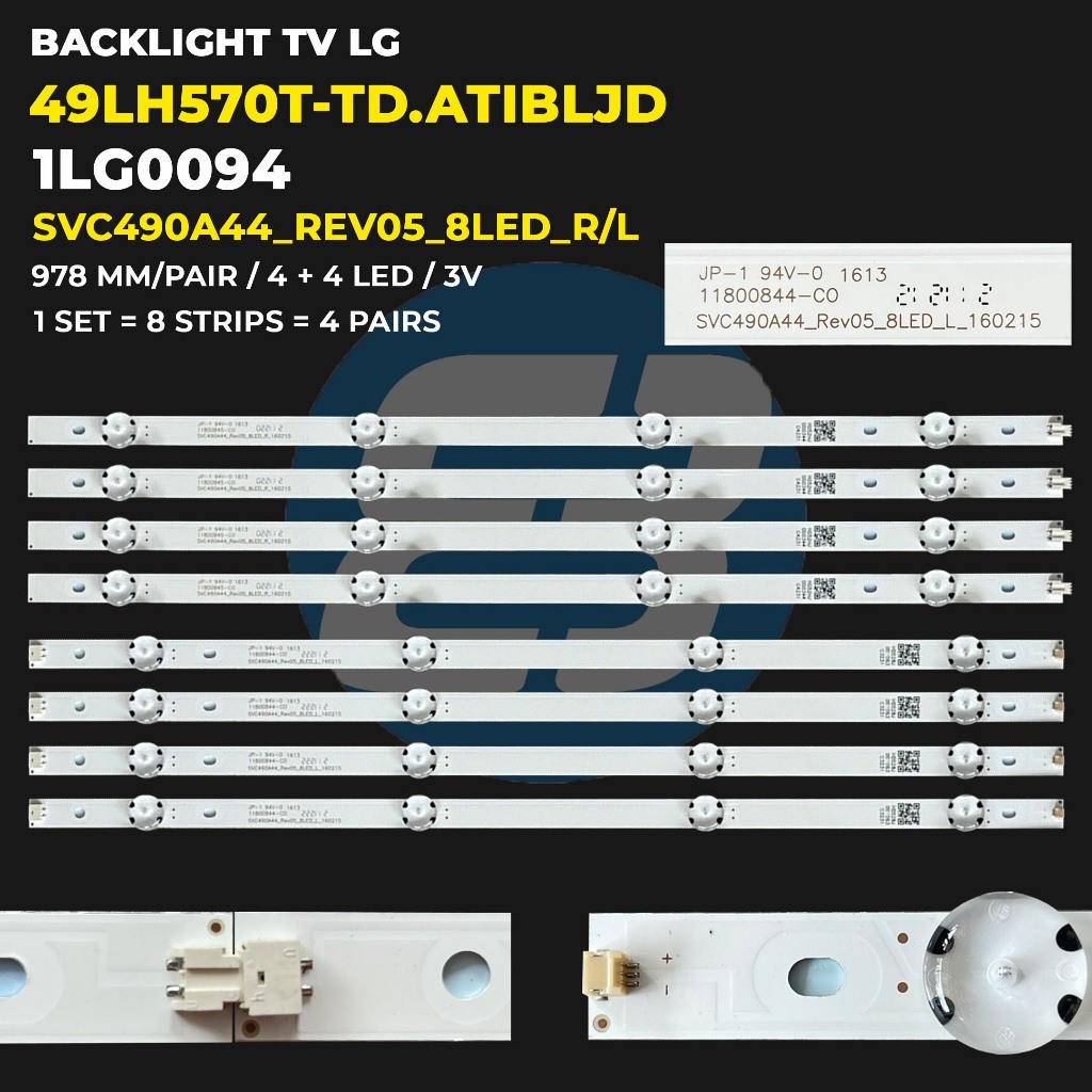 LG ไฟแบ็คไลท์ทีวี 49 นิ้ว 49LH570T-TD.ATIBLJD SVC490A44_REV05_8LED_R/L