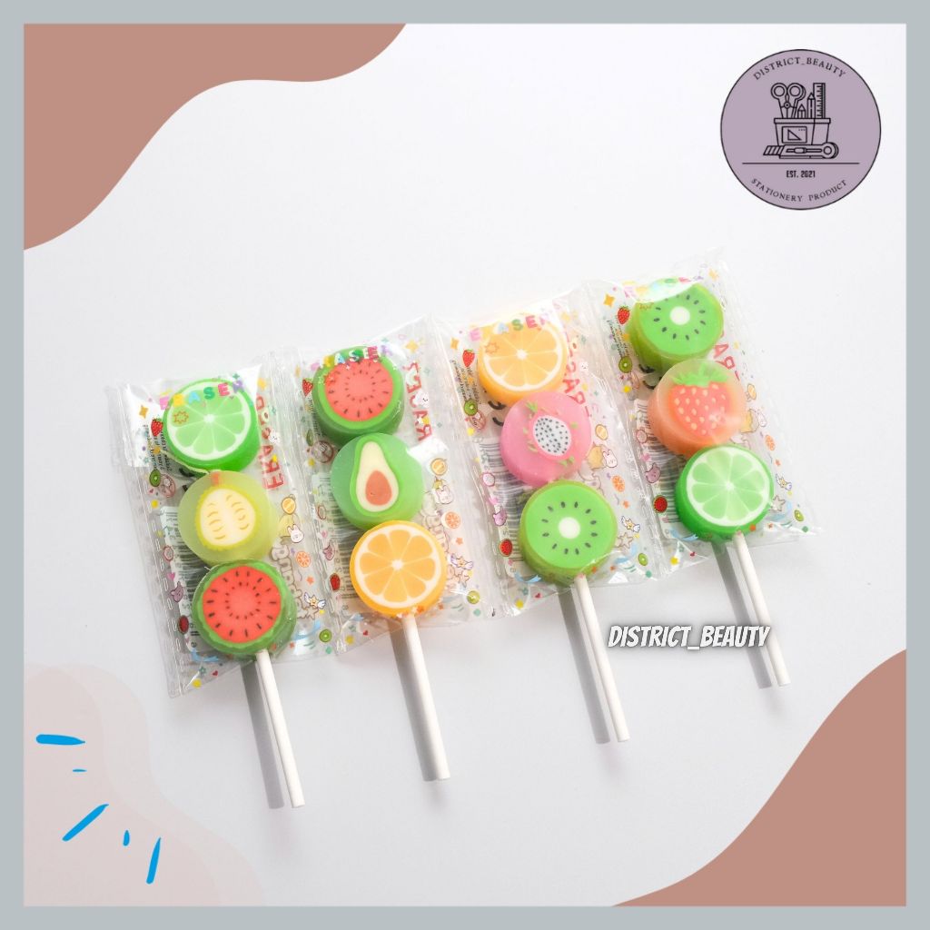 TANGHULU ERASER PENCIL ERASER TANGHULU ผลไม้ ERASER น่ารัก UNIQUE น่ารักผลไม้ STICK ERASER