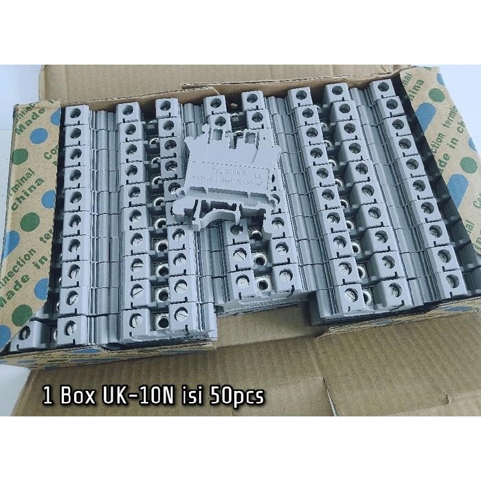 1 กล่องบรรจุ 50 ชิ้น UK10N Feed-Through Terminal Block UK10 UK-10 UK-10N Din Rail ติดตั้ง
