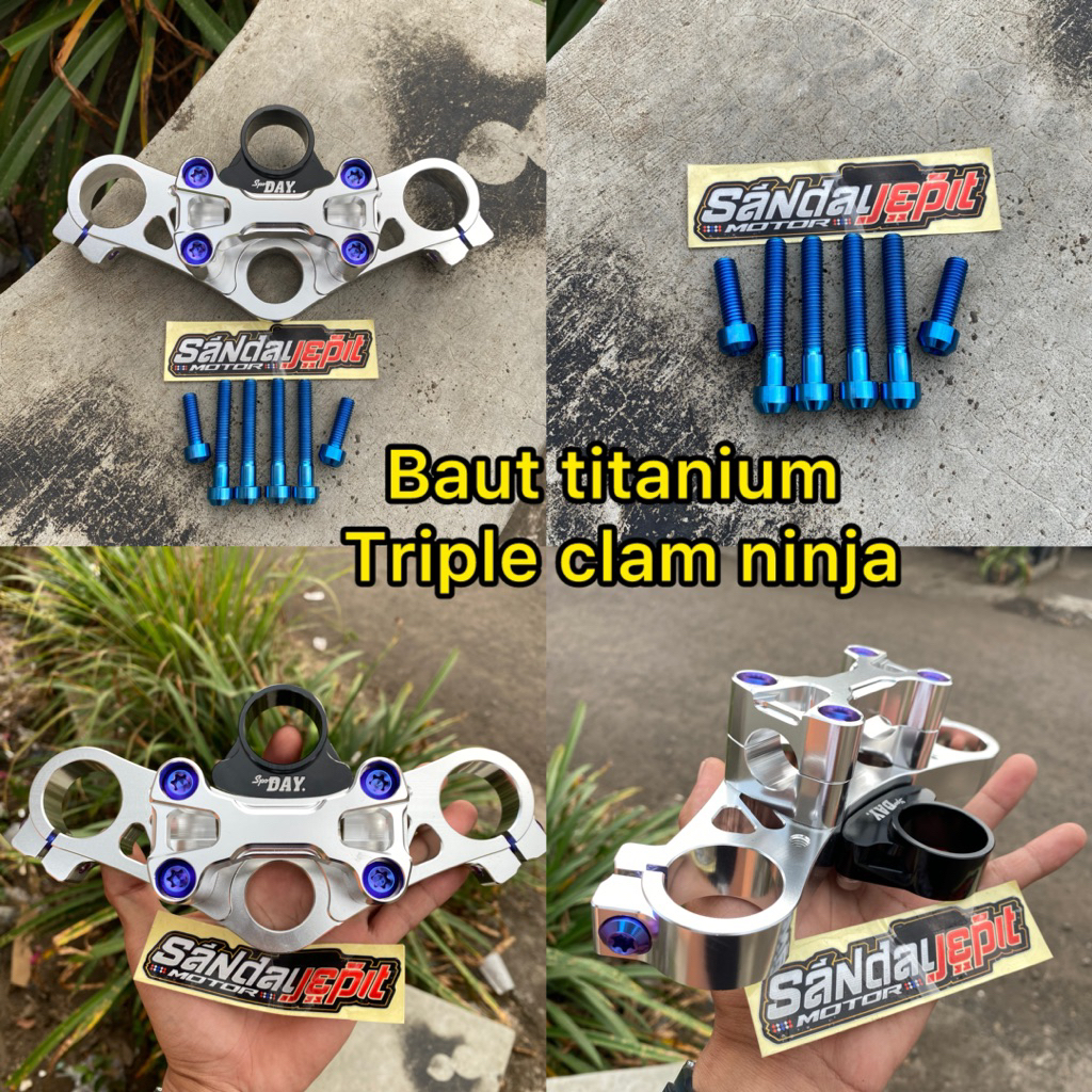 NINJA TRIPLE CLAMP TITANIUM BOLT NINJA TOP TRIANGLE TITANIUM BOLT NINJA CNC TRIPLE CLAMP TITANIUM BO