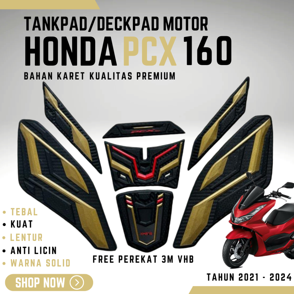 TANKPAD/DECKPAD สําหรับ OLD HONDA PCX 160 MOTORCYCLE 2021 - 2024 PREMIUM RUBBER MATERIAL ฟรี ADHESIV