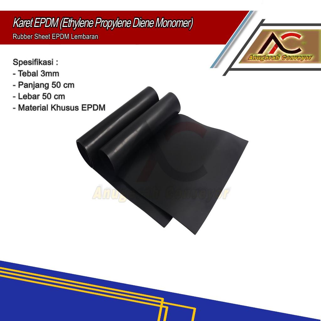 แผ่นยางแผ่น 3 มม. x 50 ซม. x 50 ซม. ยาง EPDM (Ethylene Propylene Diene Monomer)