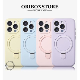 (+PACKING BOX) Bludru Folding Stand Ring Magsafe Silicone Case Compatible For Iphone 11 12 13 14 15 16 17 17air Plus Pro Max 16E - Case Hp / Hardcase Full Cover Casing Pelindung Handphone RCI588
