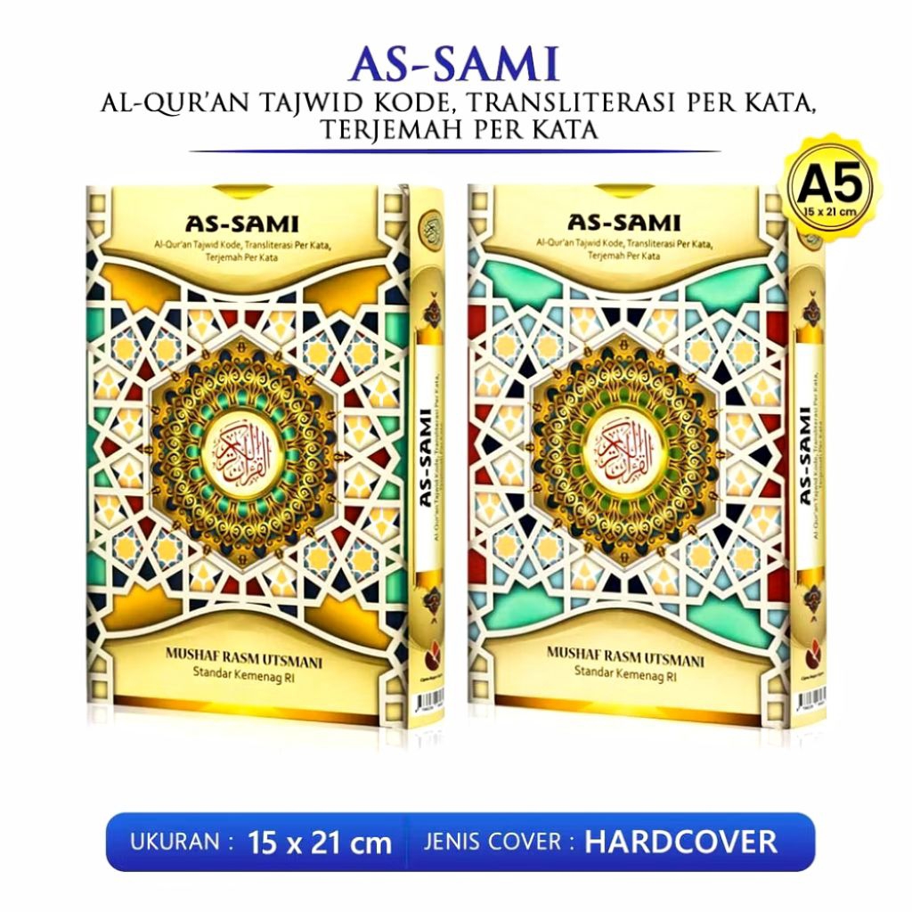 AS-SAMI A5 AL-QURAN TEJWID CODE, TRANSLITERATION PER WORD, TRANSLATION PER WORD