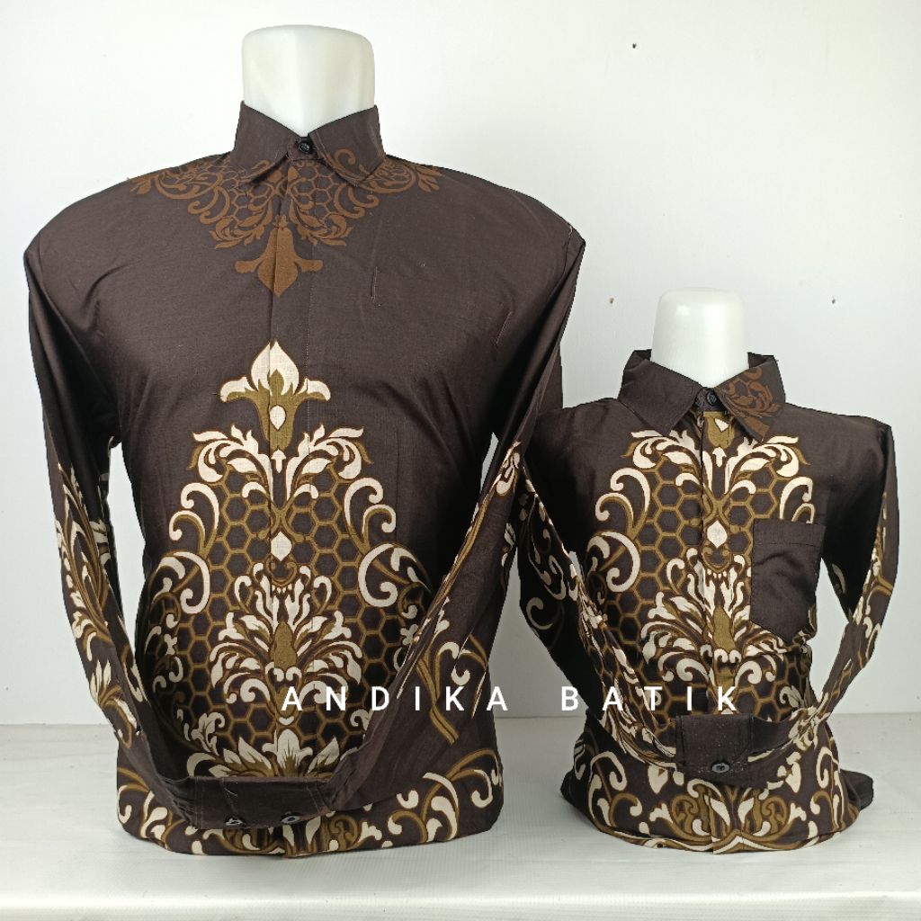 KATUN DK164 Batik Couple Father and Son Premium Cotton Lined Mahogany Brown (เด็ก!ไม่ฟราย)