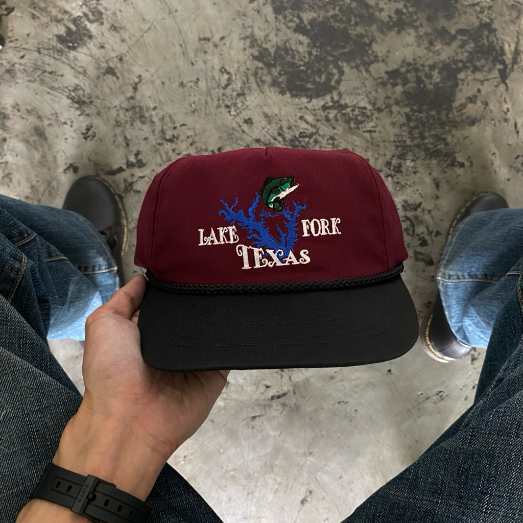 หมวกเชือกวินเทจ 90s LAKE FORK TEXAS (Made In USA)