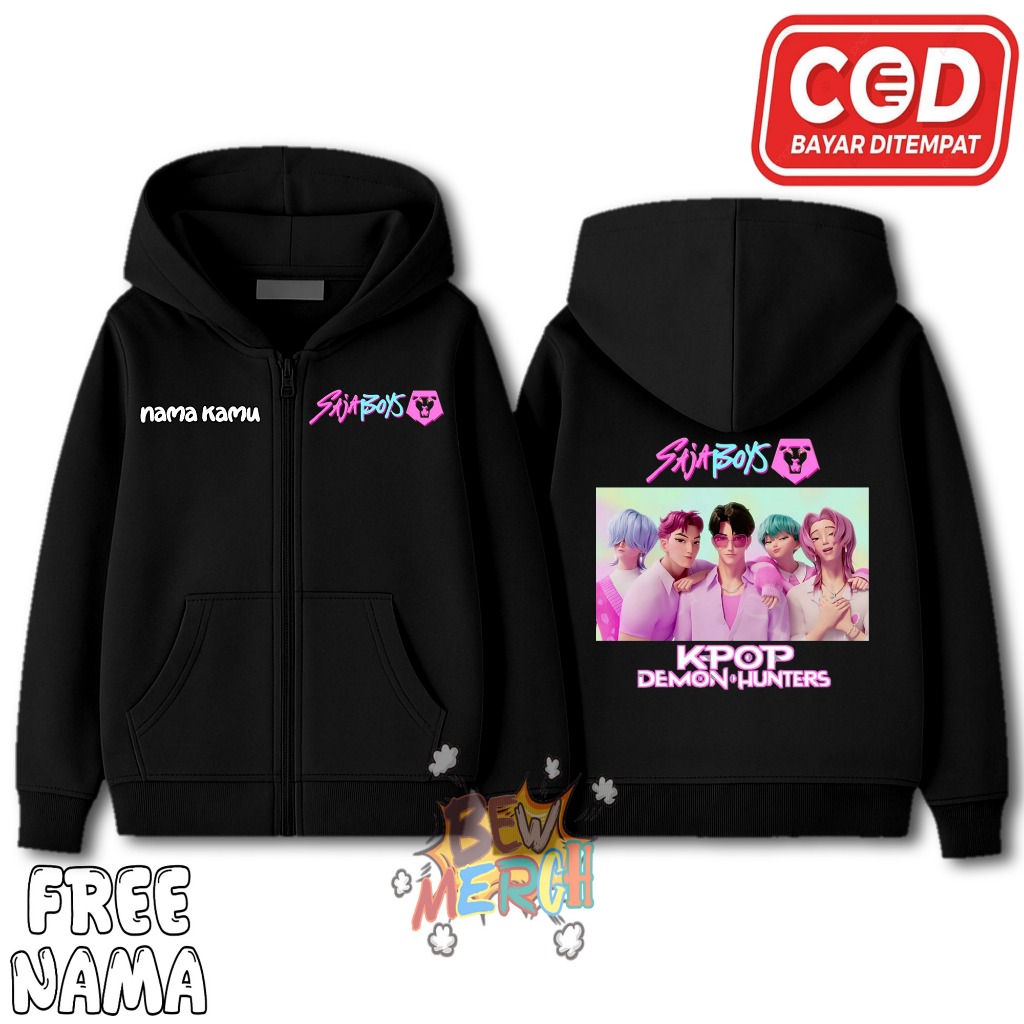 Huntrix K-pop Demon Hunters OnlyBoys เสื้อแจ็คเก็ตมีฮู้ดซิปเด็ก / Huntrix K-pop Demon Hunters OnlyBo