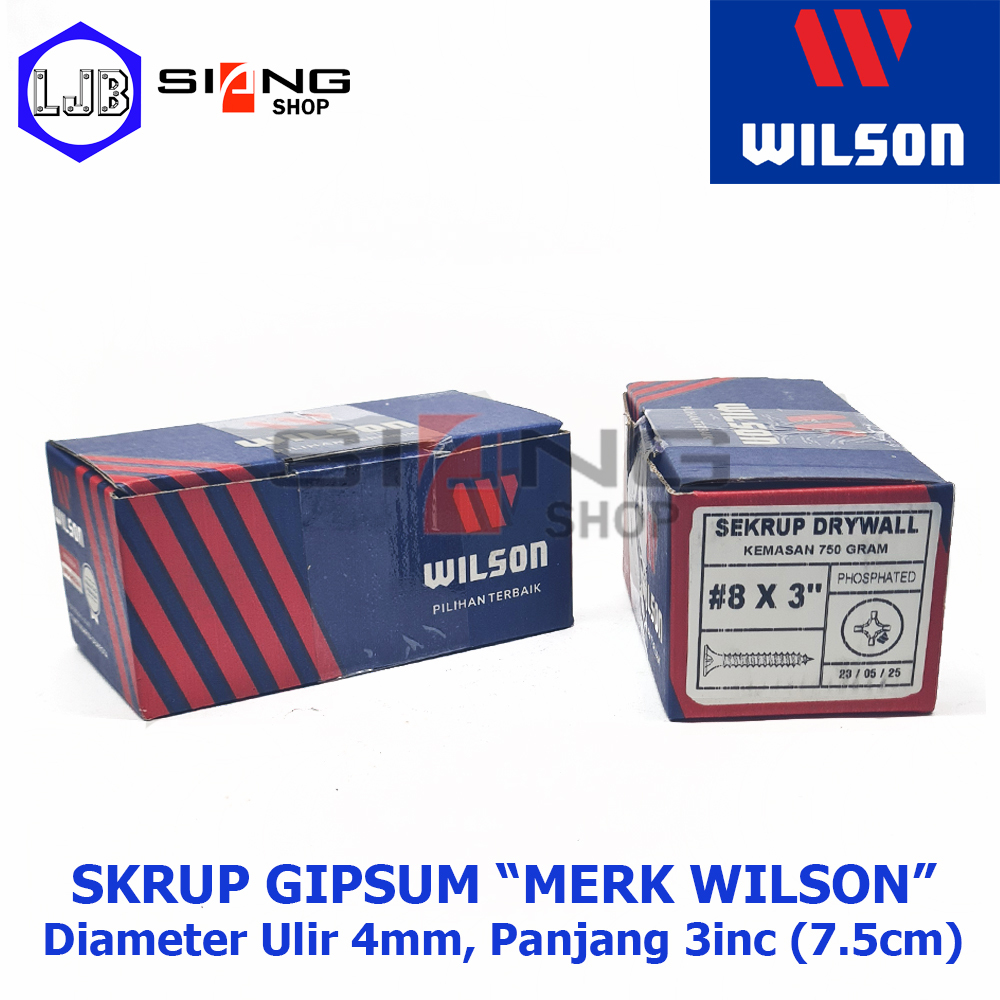ต่อกล่องสกรูยิปซั่ม WILSON 8x3 ยาว 7.5ซม