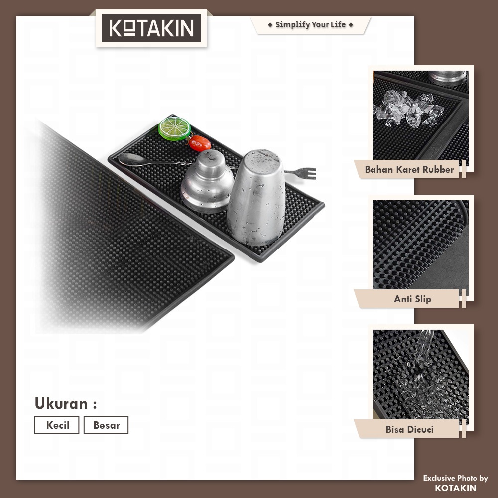 KOTAIKIN Bar Mat Bartender Rubber Anti-Slip Coaster Plate Table Rubber Mat Cafe Kitchen
