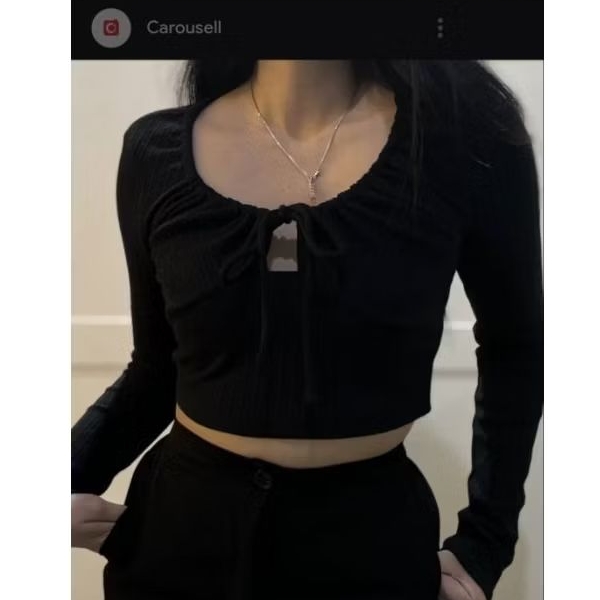 CROPFEED LONG SLEEVE TIE KNIT AEROPOSTALE