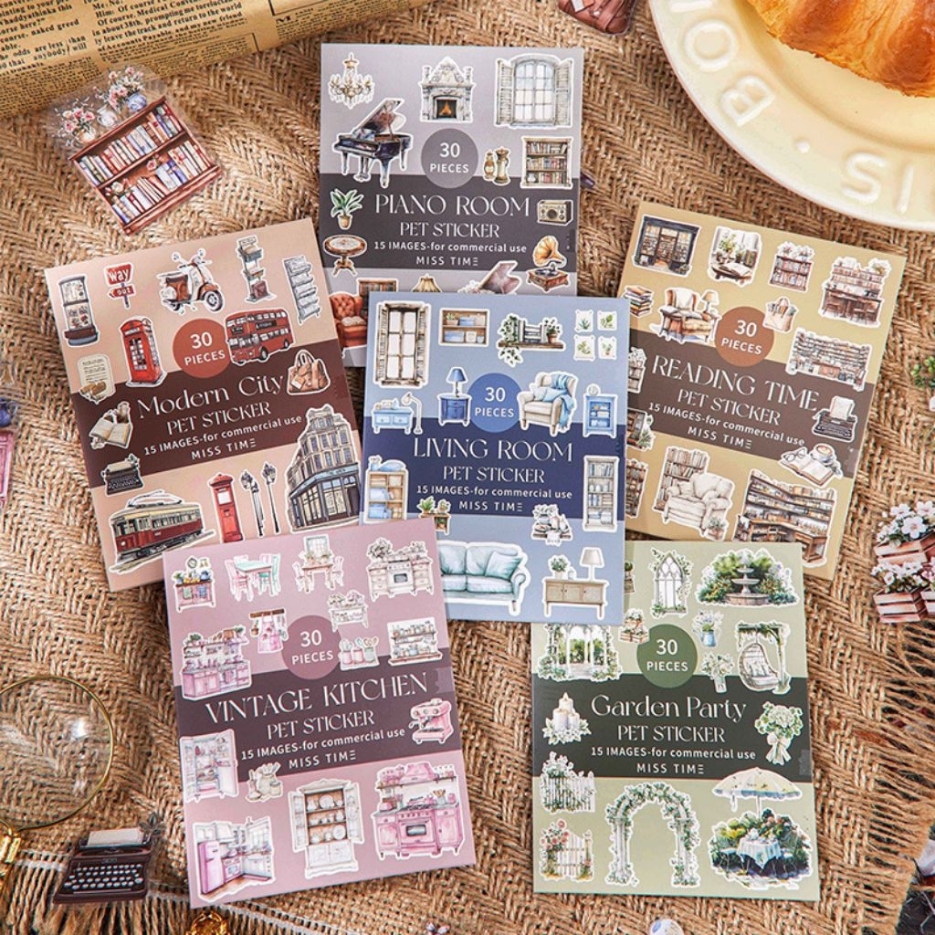 สติ๊กเกอร์ PET 30 ชิ้น Corner of Time Series สมุดรายวัน diy