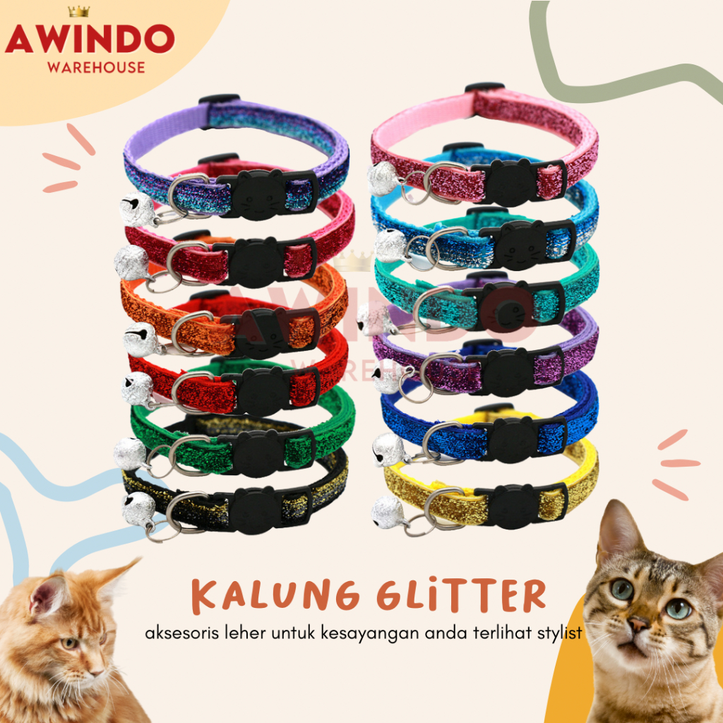 GLITTER NECKLACE K21 - สร้อยคอกระดิ่งริบบิ้นคอแมวสุนัขลายหมีสีขาว