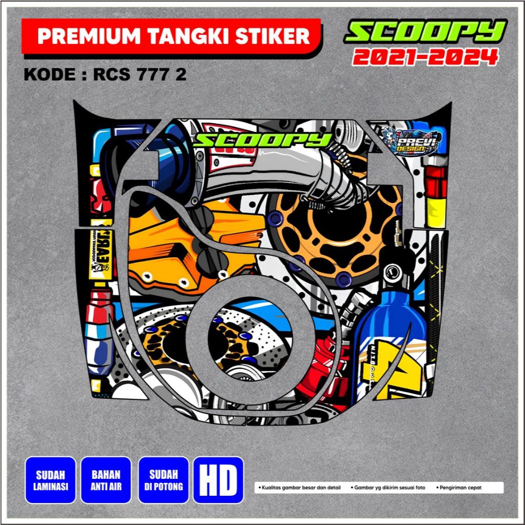 Premium Scoopy Tank Sticker 2021 2022 2023 2024 BORN TO RIDE CODE RSC 777