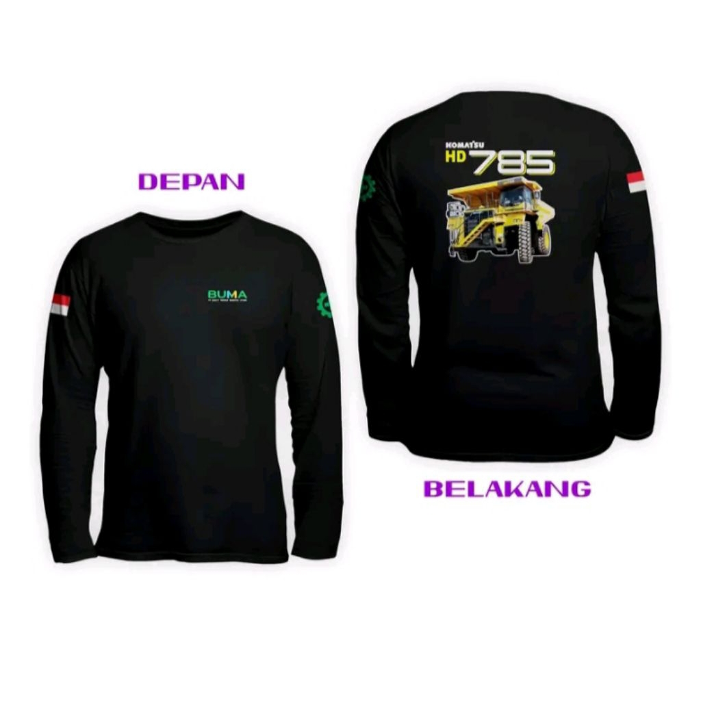 KATUN PT BUMA KOMATSU HD 785 เสื้อยืดสีดํายาวสามารถรวบรวม, ความสะดวกสบาย, SOFT, COOL COTTON MATERIAL