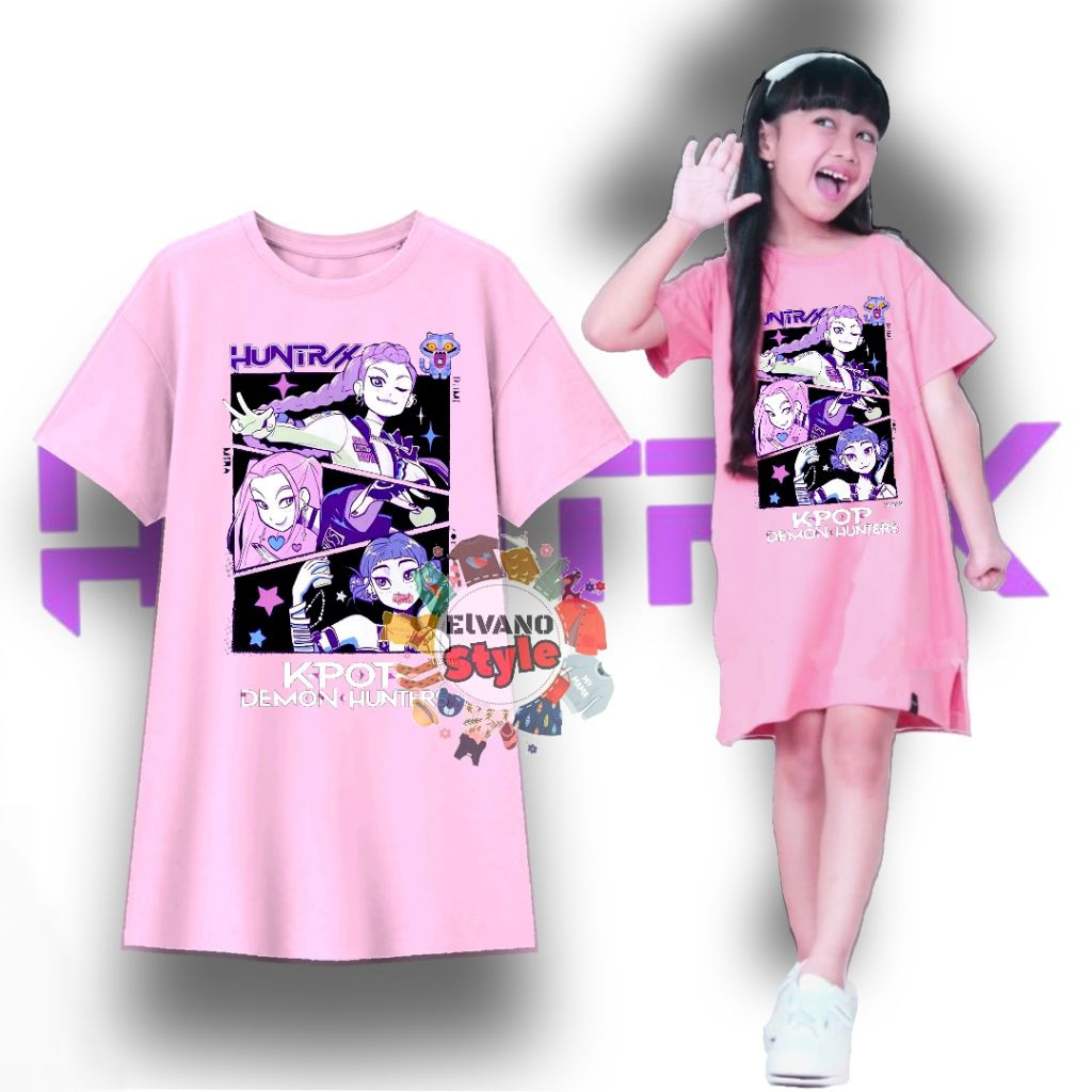 KPop Demon Hunters Rumi Character ชุดเดรสเสื้อเด็กผู้หญิง
