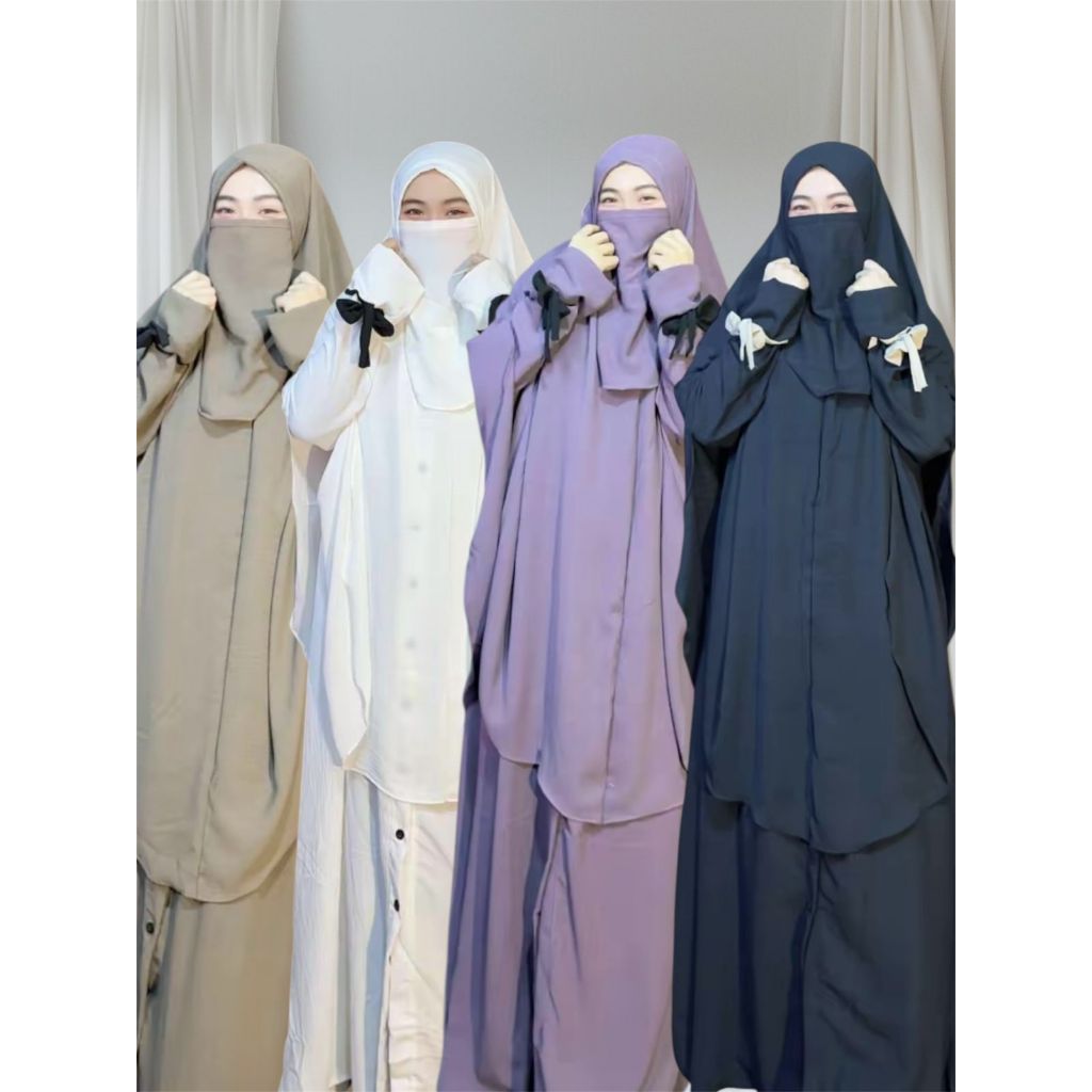 Gamis Set Syari Mariam Material Cringkle Silk Besic Umarh กลุ่มการศึกษาอิสลาม