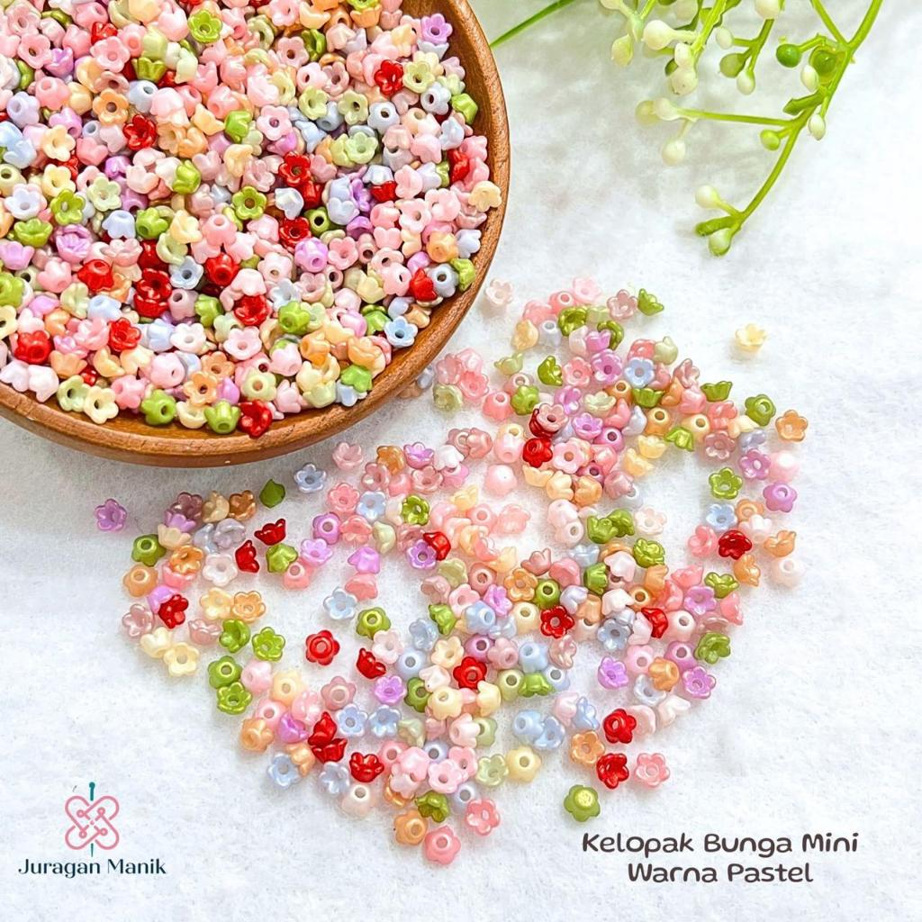 20gram - PASTEL MINI PETAL BEADS - 4mm MINI ACRYLIC PETAL BEADS