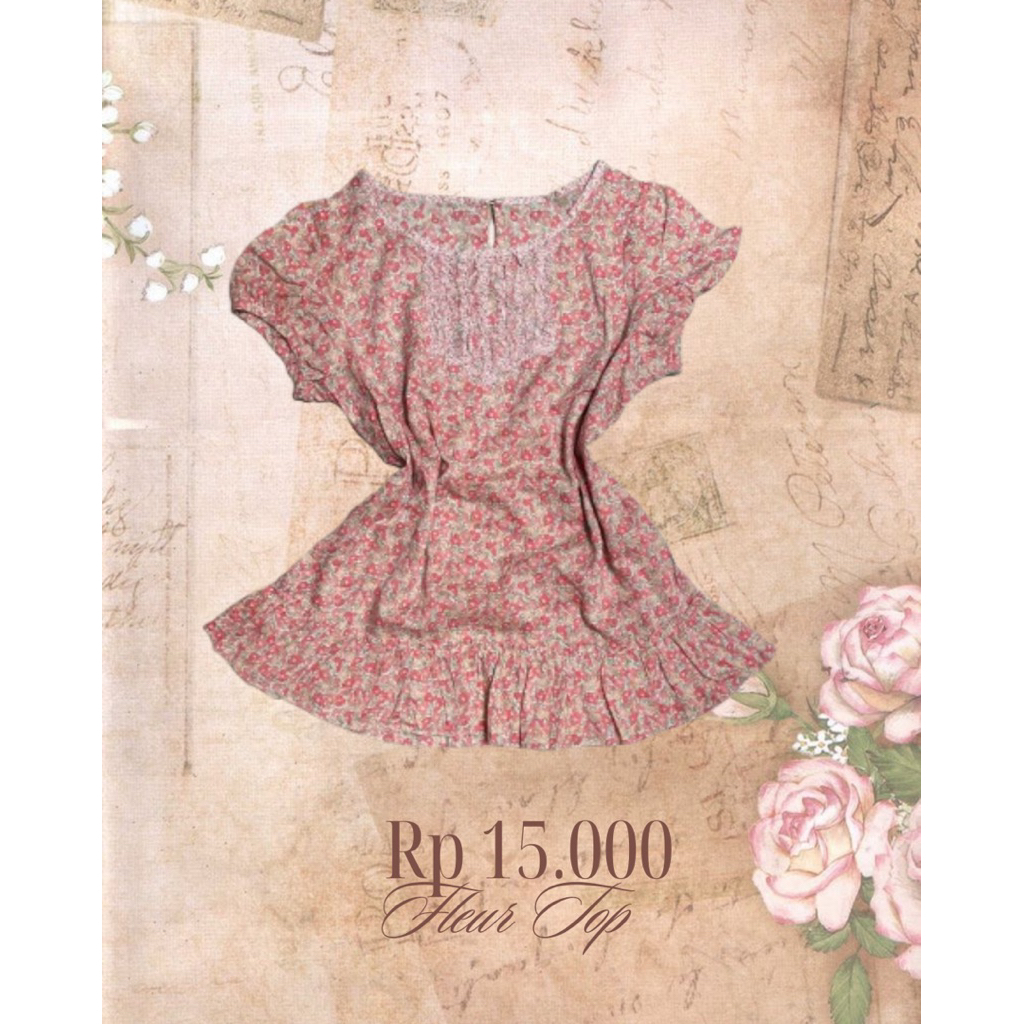 เสื้อเฟลร์สีชมพู | ชุดเดรสนางเงือกลายดอกไม้ morikei igari shojou