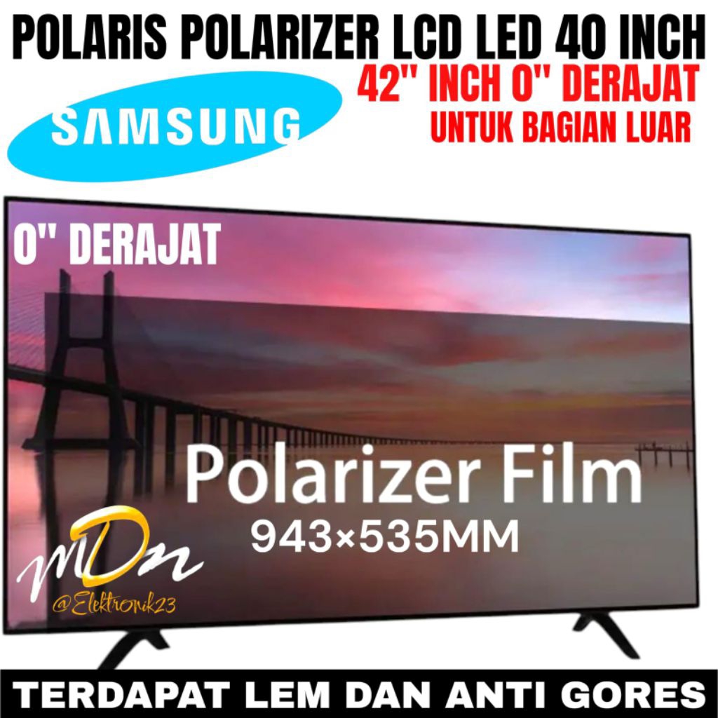 POLARIS POLARITIZER LCD LED SAMSUNG 42" นิ้ว 0" เคลือบฟิล์มพลาสติก DEGREE พิเศษสําหรับภายนอกหรือด้าน
